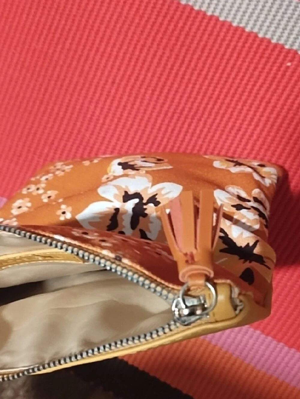 Rachel Pally Orange Floral Zip Pouch VGC.